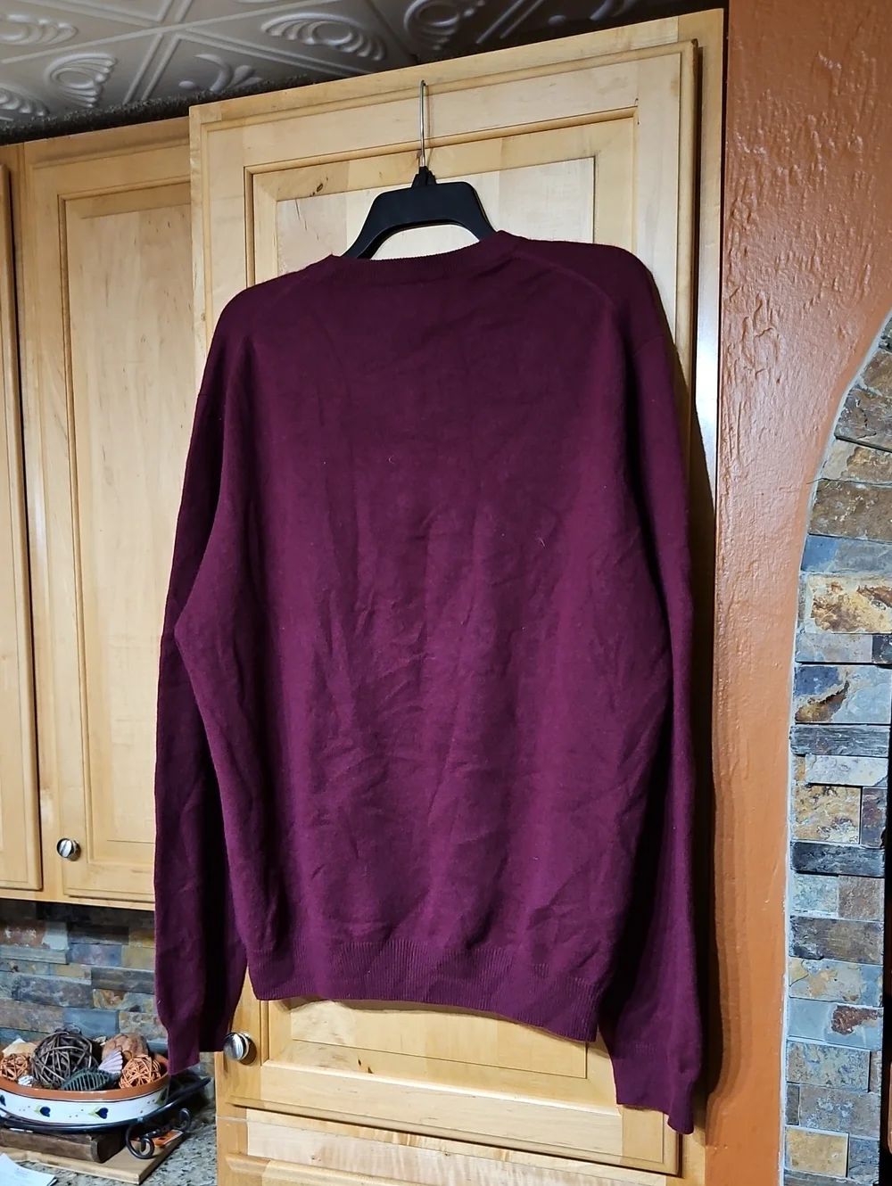 Joseph & Lyman Maroon Burgundy Cashmere Knit Long Sleeve Crew Neck Sweater